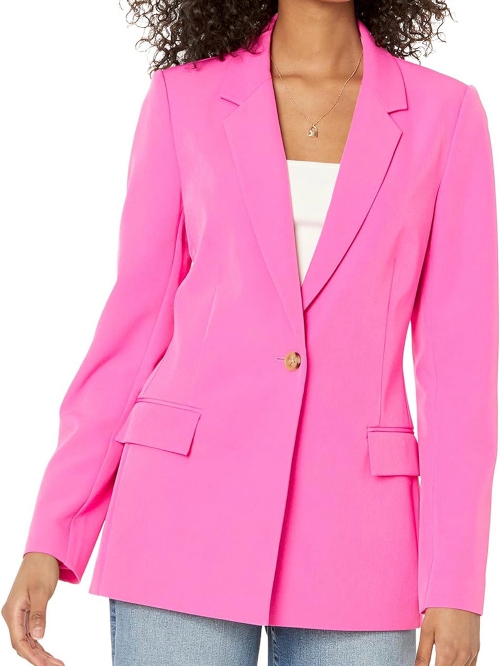 The Drop Blake Women's Rose Pink Single-Button Long Blazer Jacket size XXS - Picture 2 of 8